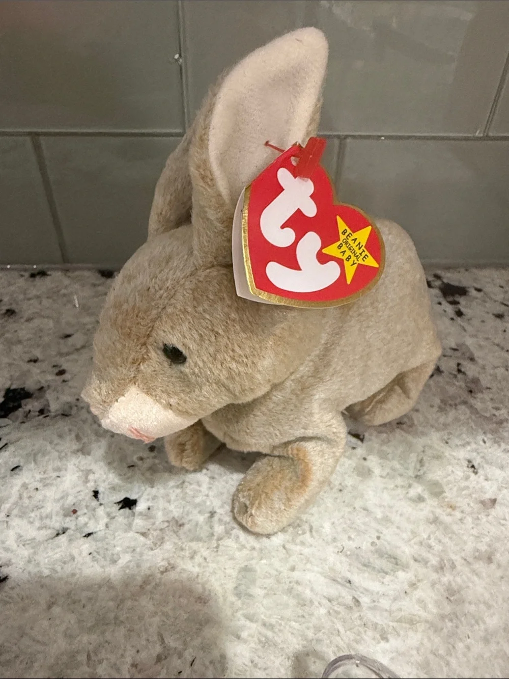 Ty Plush Bunny - Light Brown with Cream Accents Bennie baby